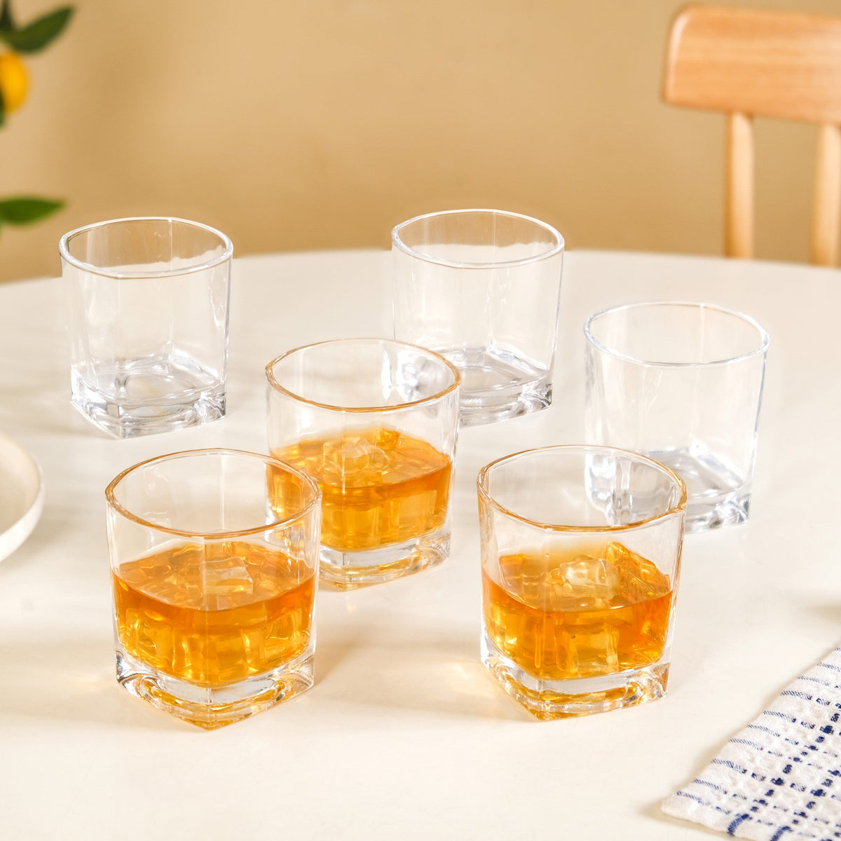Square Base Whiskey Glass Set Of 6 250ml Nestasia