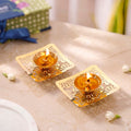 Square Jali Pure Brass Diya Set Of 2 In Gift Box Nestasia