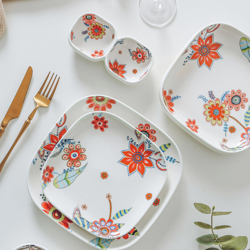 Square Deep Plate Floral Nestasia