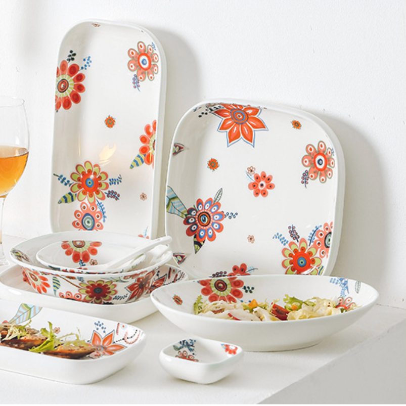 Square Deep Plate Floral Nestasia