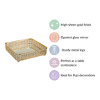 Square Decorative Mirror Tray Gold Large Nestasia