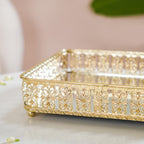 Square Decorative Mirror Tray Gold Large Nestasia