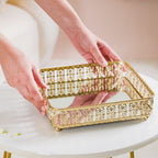 Square Decorative Mirror Tray Gold Large Nestasia