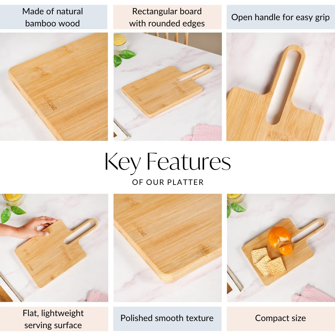 Mod Bamboo Platter With Handle 13 Inch Nestasia