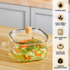 Square Glass Cooking Pot 2000ml Nestasia