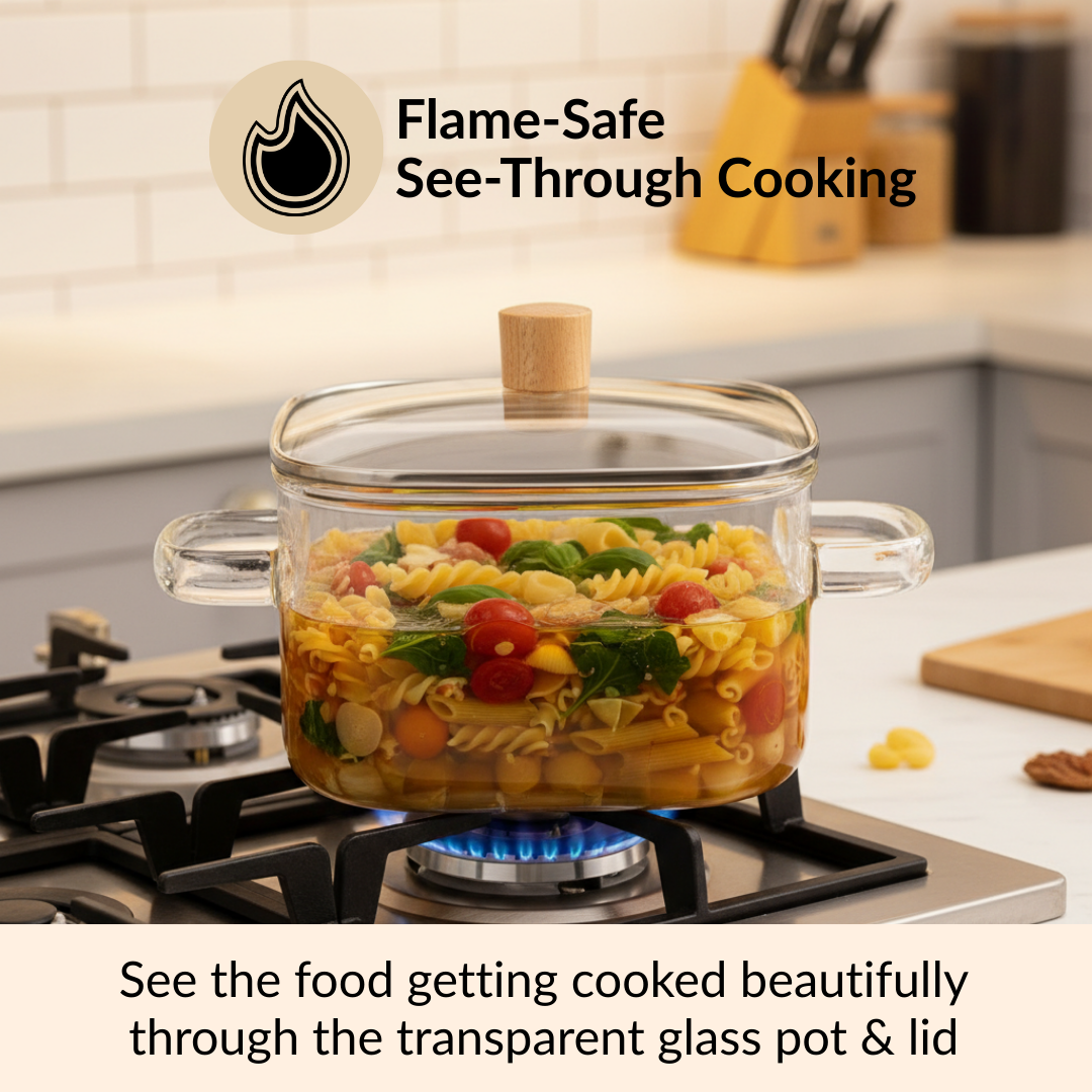 Square Glass Cooking Pot 2000ml Nestasia