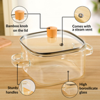 Square Glass Cooking Pot 2000ml Nestasia