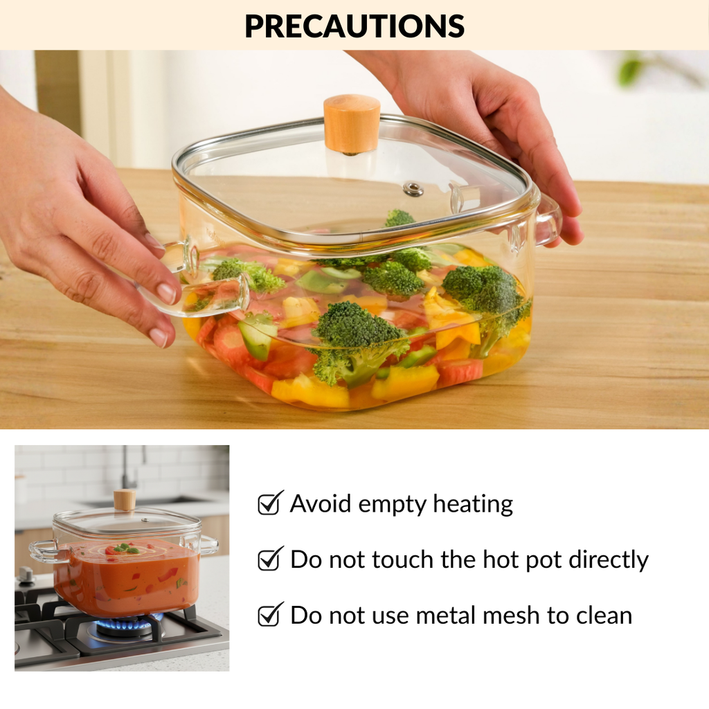 Square Glass Cooking Pot 2000ml Nestasia