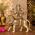 Brass Goddess Durga Sitting on Lion Superfine Idol (16.5 Inch) Vedansh Craft