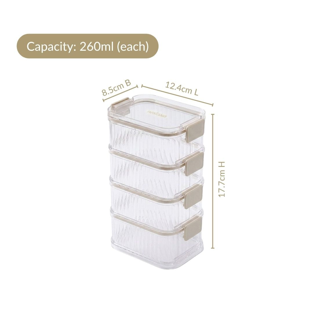 Stackable Pantry Storage Containers With Airtight Clip Lock Lid Set Of 4 1040ml Nestasia
