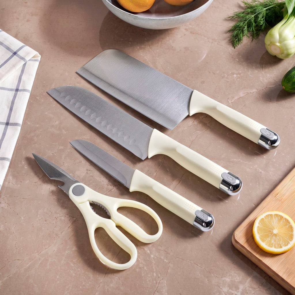 Stainless Steel Chef Knife Set With Holder Set Of 5 Nestasia