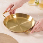 Stainless Steel Serving Platter Gold 22cm Nestasia