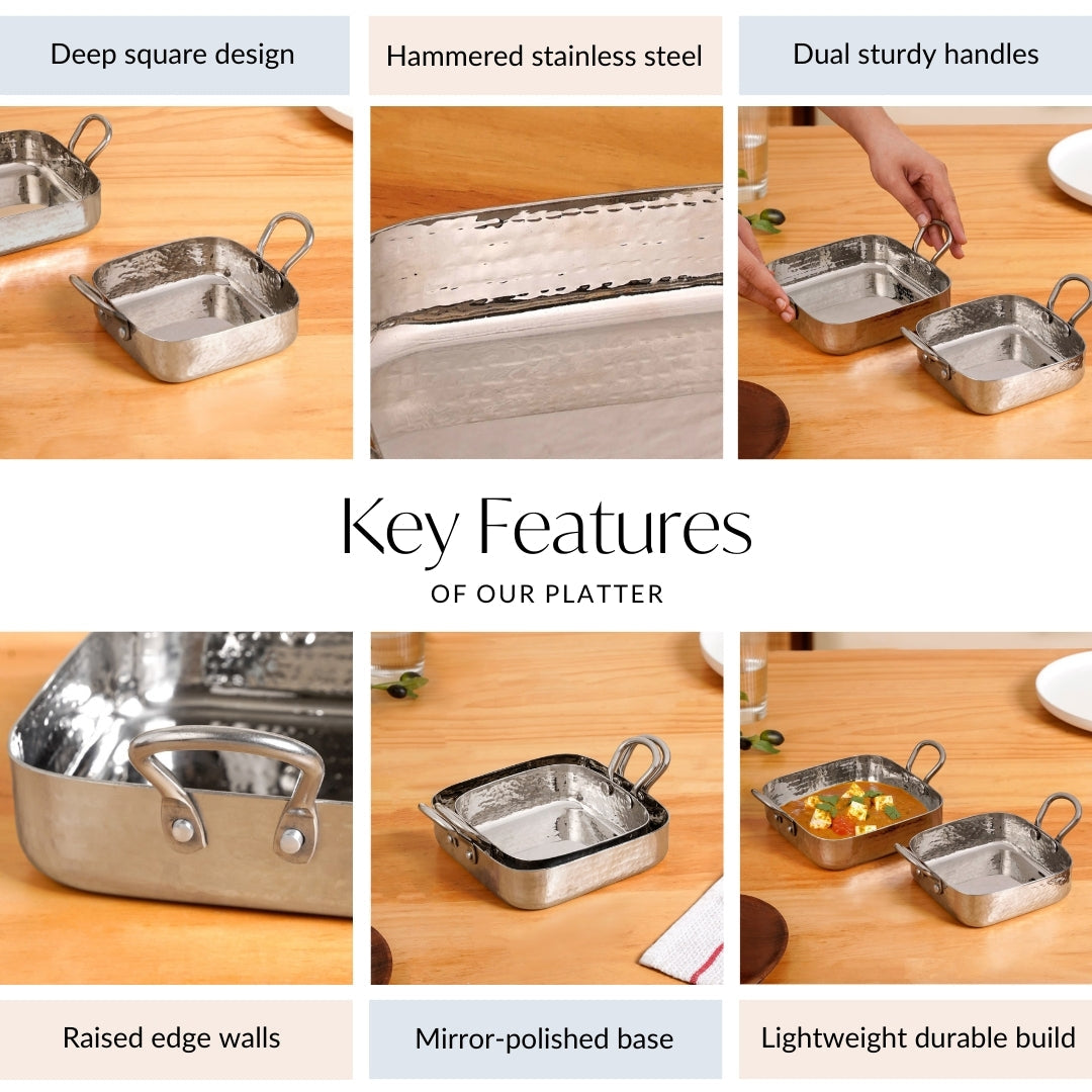 Stainless Steel Deep Serving Dish Set Of 2 Nestasia