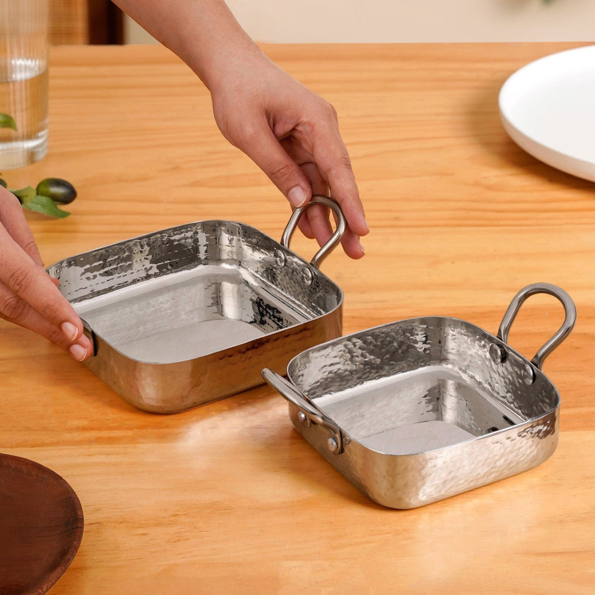 Stainless Steel Deep Serving Dish Set Of 2 Nestasia