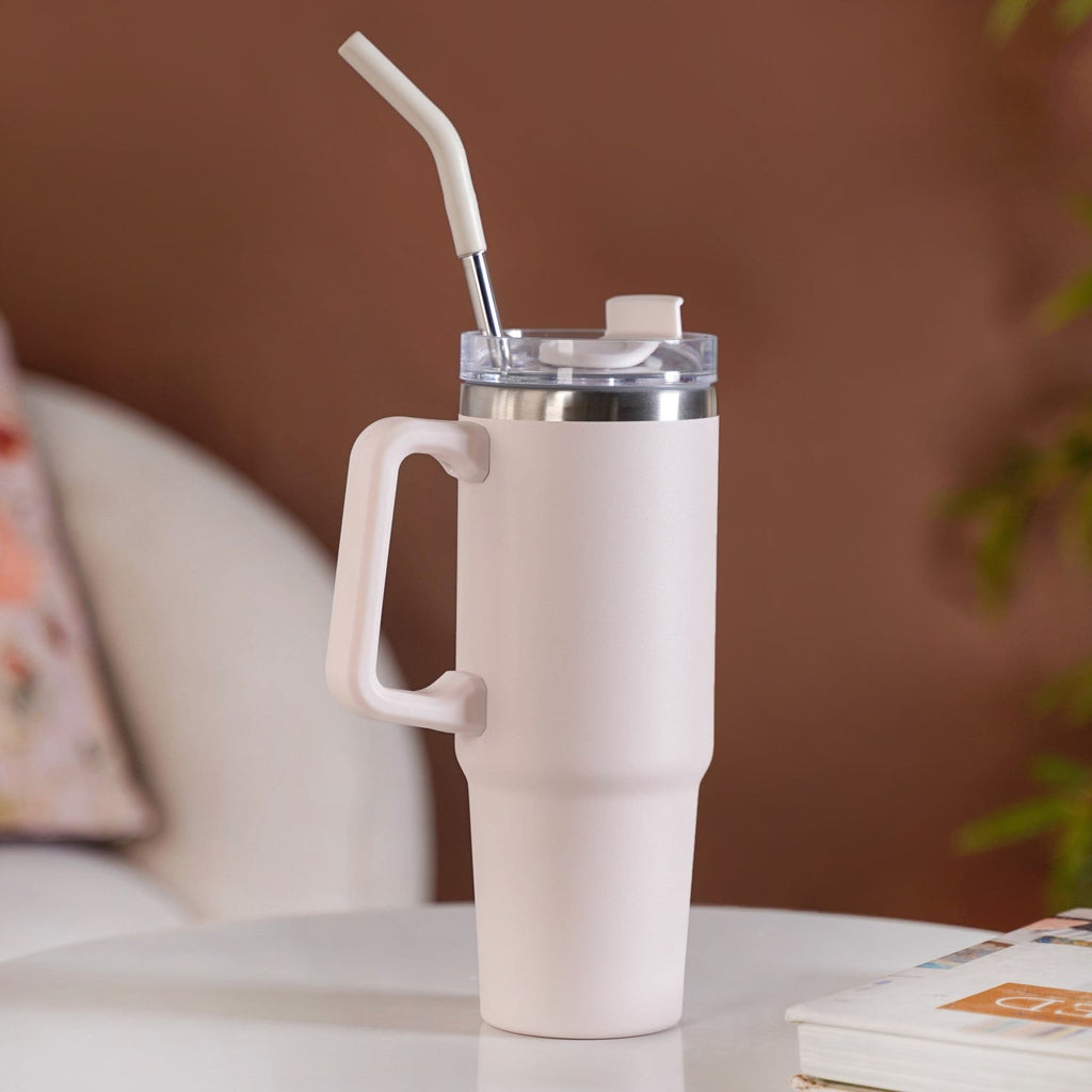 Glacio Double Wall Insulated Trending Sipper Water Bottle Moonbeam White 850ml Nestasia