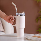 Glacio Double Wall Insulated Trending Sipper Water Bottle Moonbeam White 850ml Nestasia