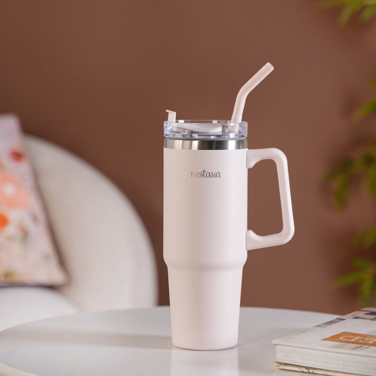 Glacio Double Wall Insulated Trending Sipper Water Bottle Moonbeam White 850ml Nestasia