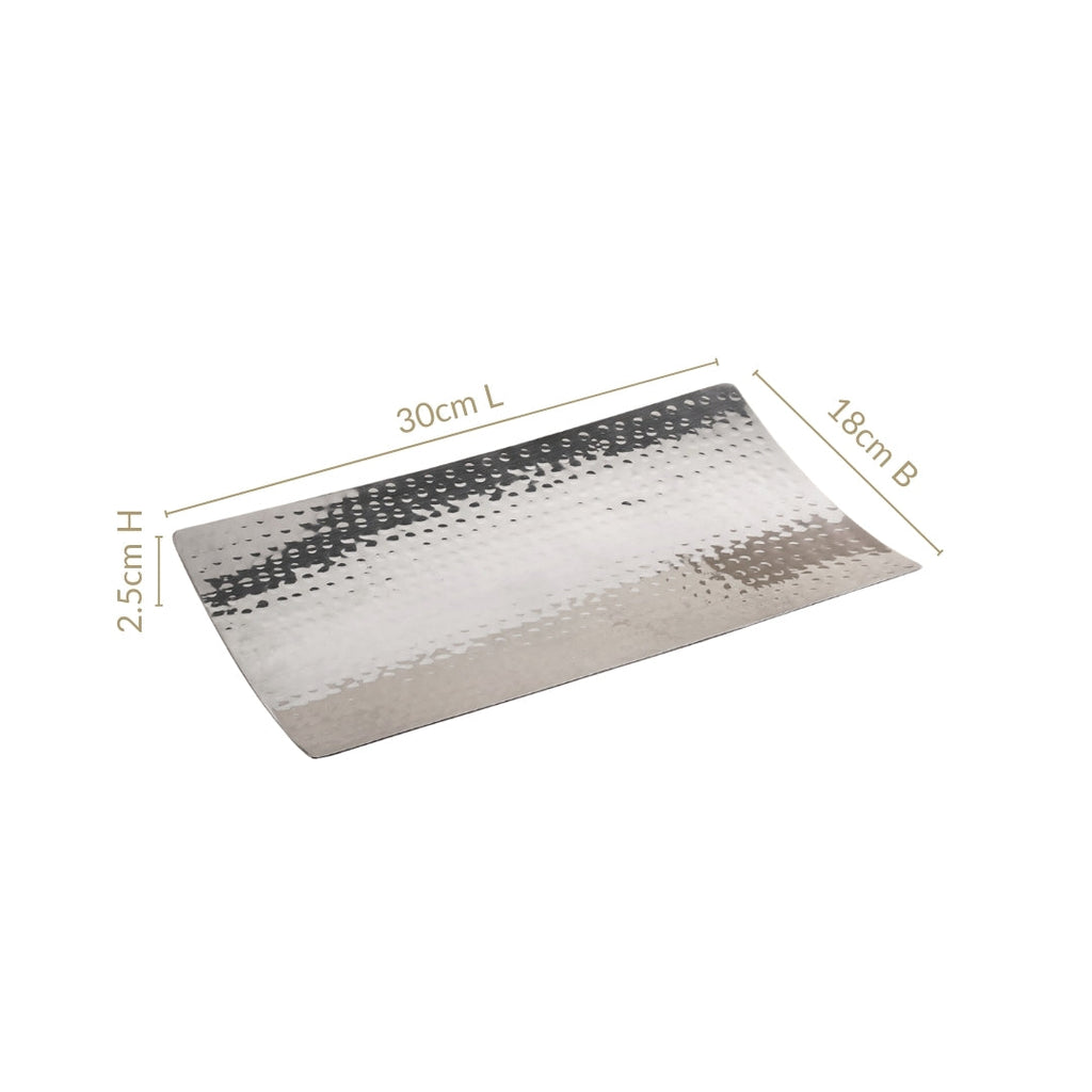 Stainless Steel Curved Rectangular Serving Platter 30x18cm Nestasia