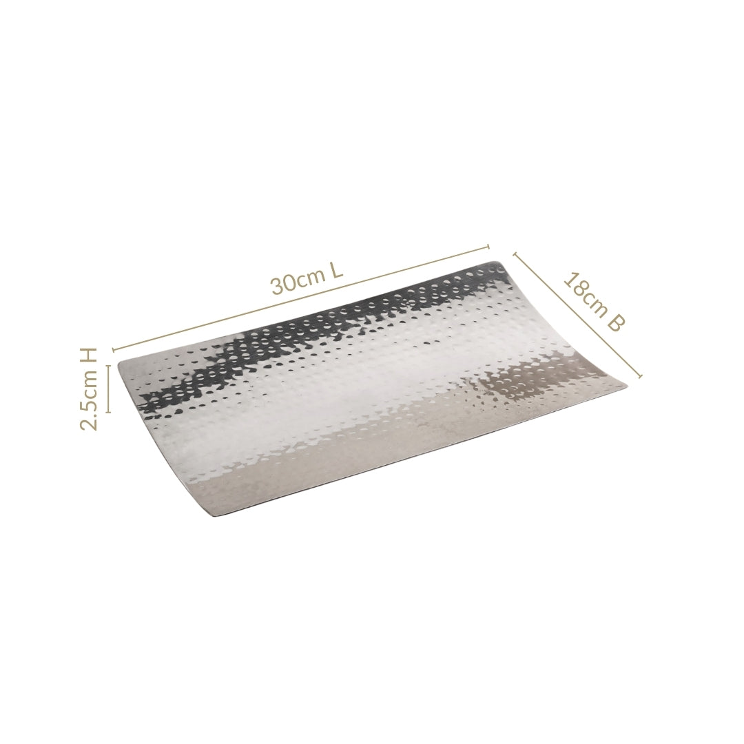 Stainless Steel Curved Rectangular Serving Platter 30x18cm Nestasia