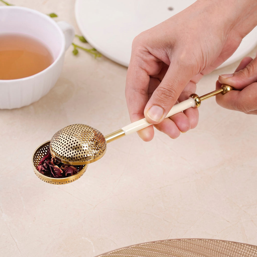 Aroma Stainless Steel Tea Infuser With Push Handle 11x6cm Nestasia