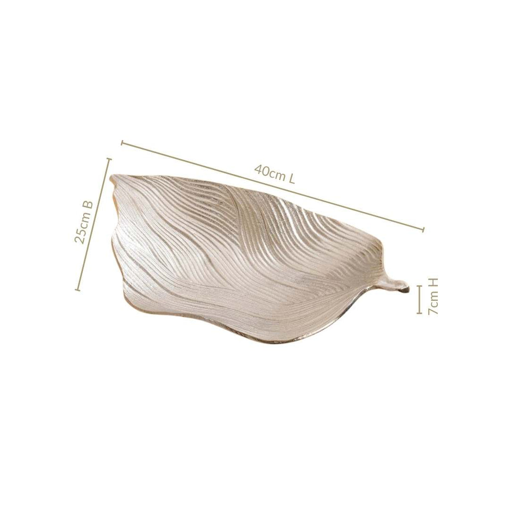 Statement Leaf Table Decorative Tray Silver Nestasia