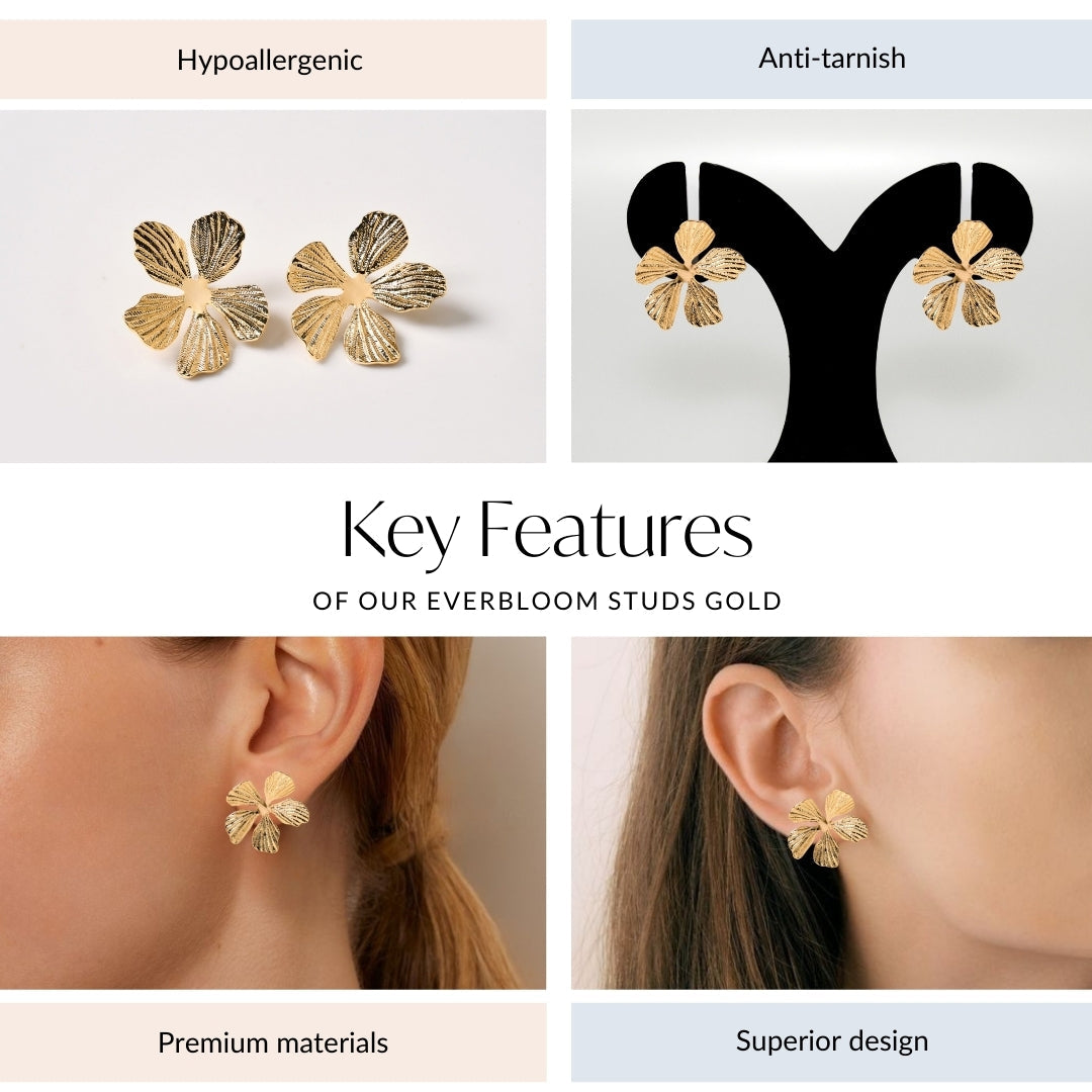 Everbloom Studs Gold Nestasia