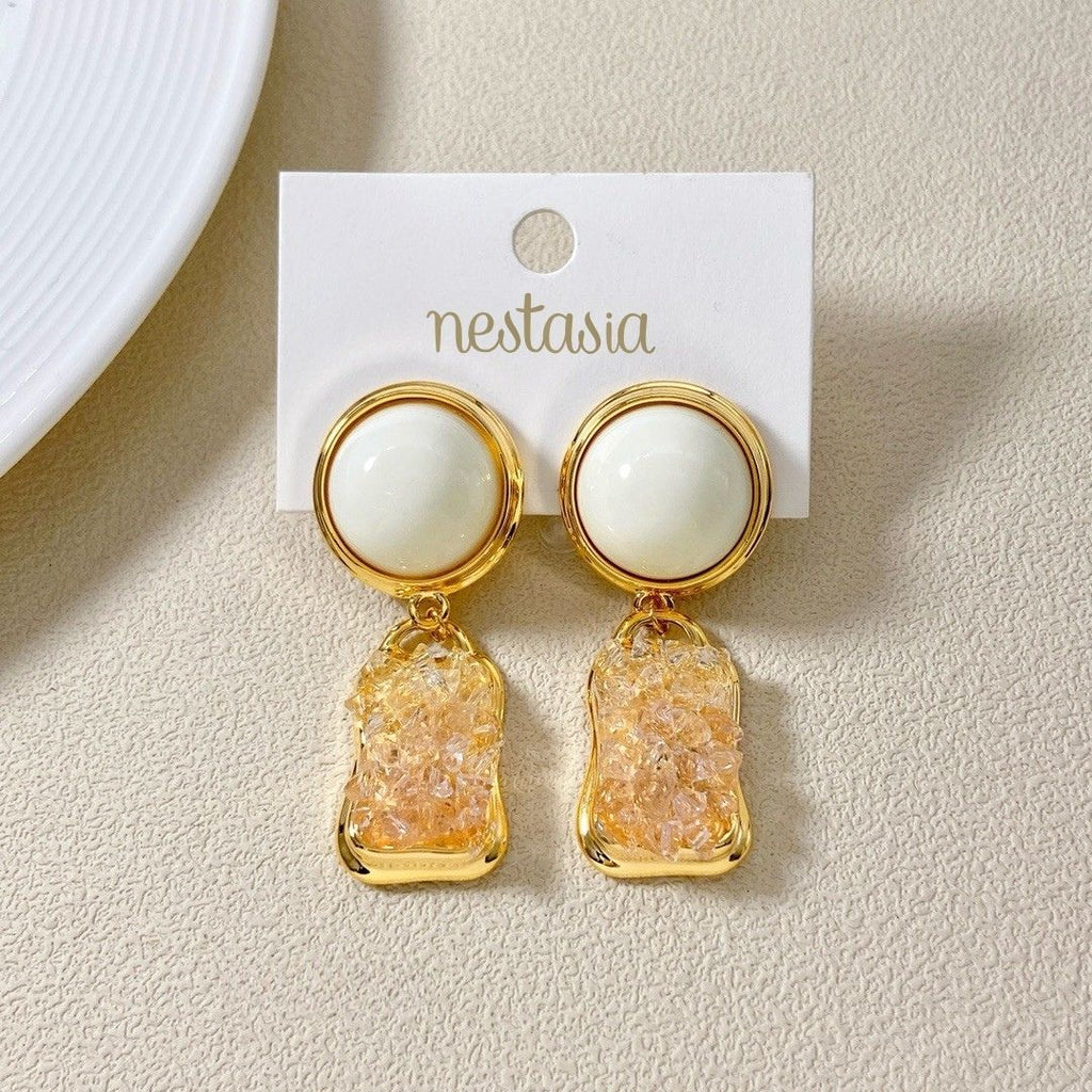 Stone Drift Dangle Earrings White Nestasia