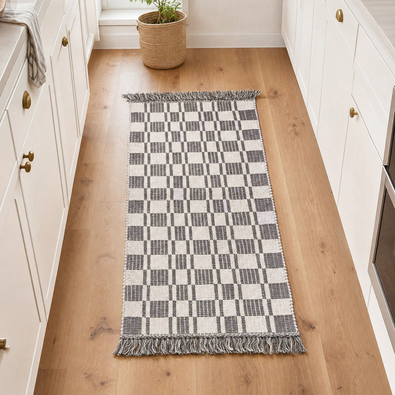 Stone Tone Tassel Kitchen Floor Runner 130x50cm Nestasia