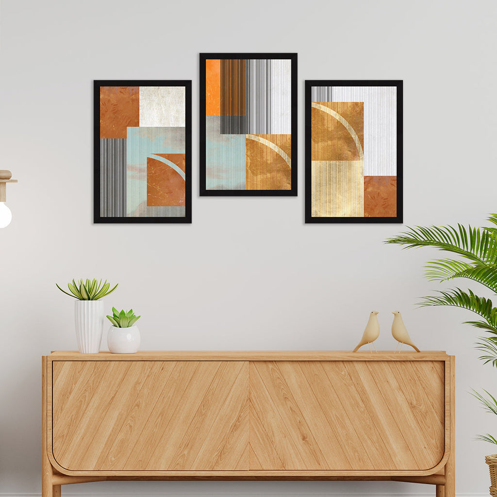 Abstract Art Paintings, Painting For Wall Living Room, Set of 3 AXIII-36-GEO ArtX