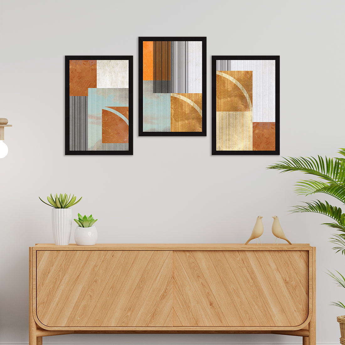 Abstract Art Paintings, Painting For Wall Living Room, Set of 3 AXIII-36-GEO ArtX