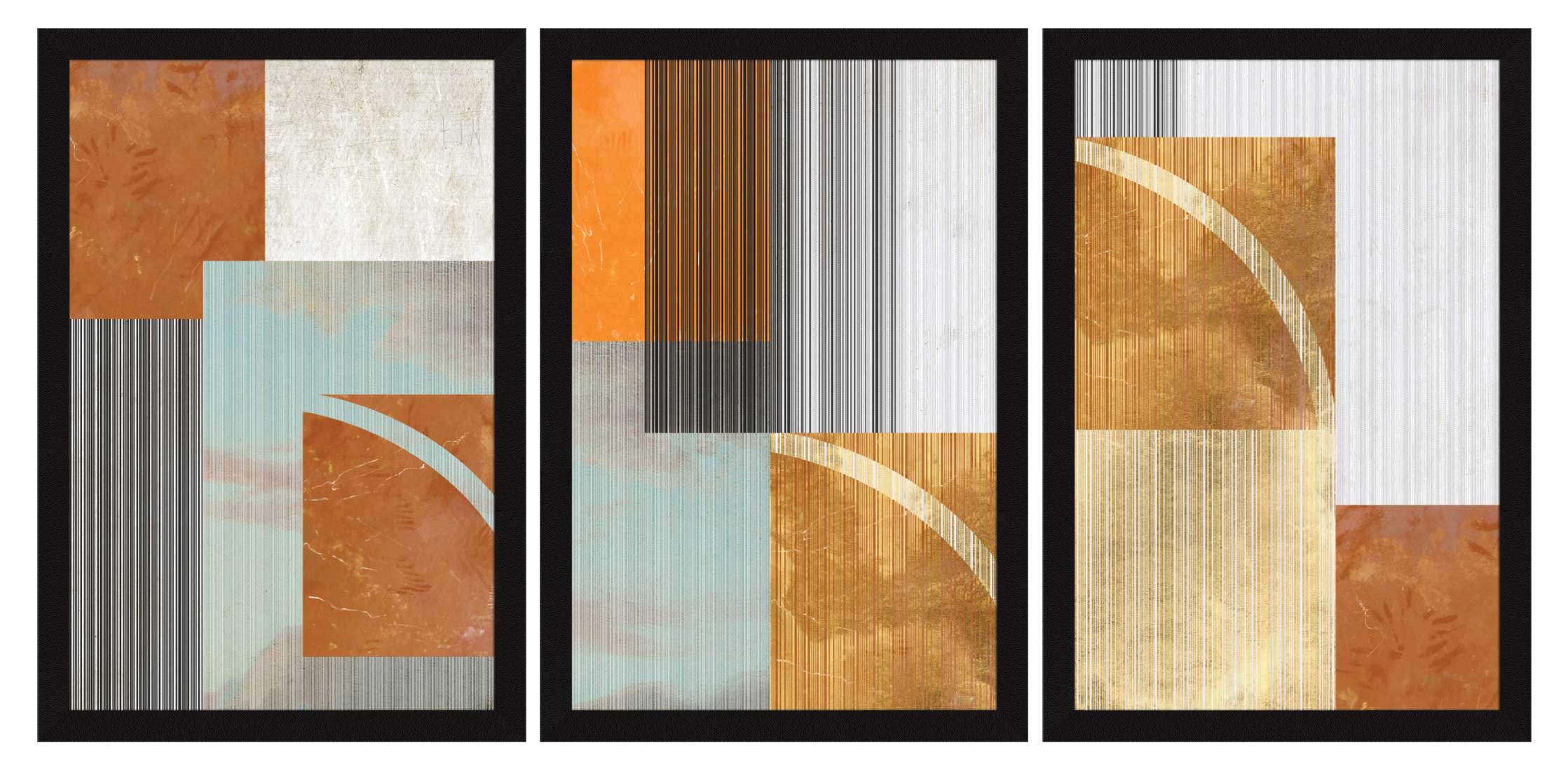 Abstract Art Paintings, Painting For Wall Living Room, Set of 3 AXIII-36-GEO ArtX