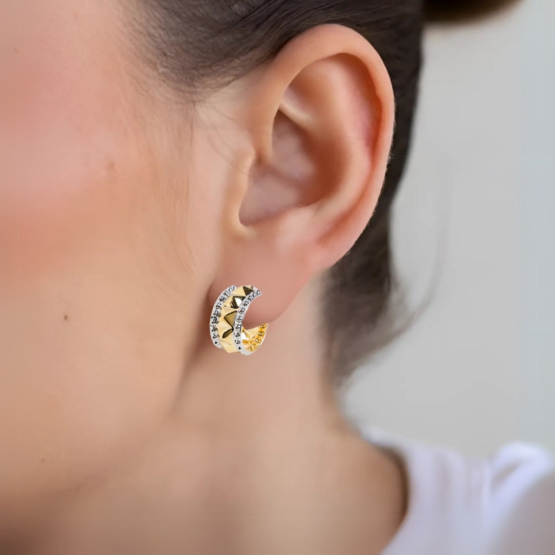 Studded Dual Tone Hoops Nestasia