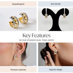 Studded Dual Tone Hoops Nestasia