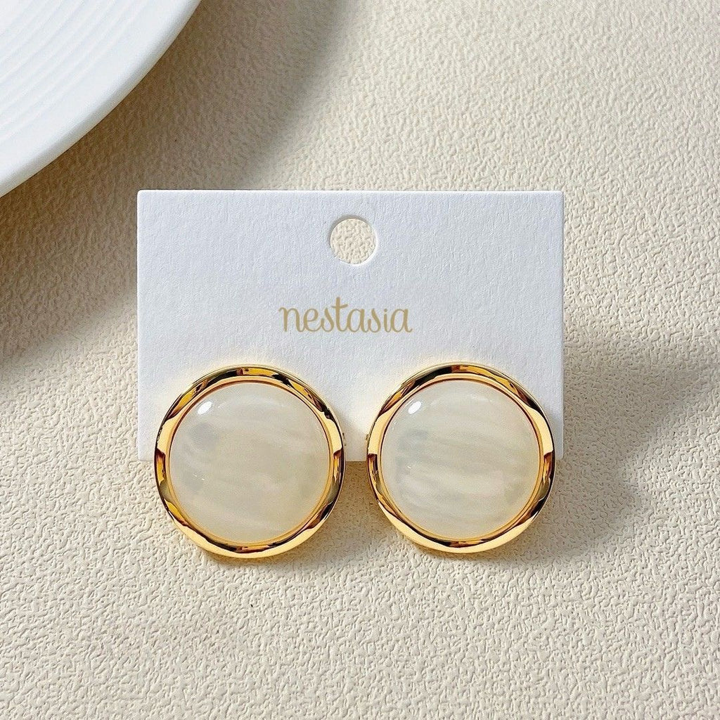Statement Mother Of Pearl Stud Earrings Nestasia