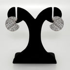 Silver Abstract Textured Round Statement Earrings Nestasia