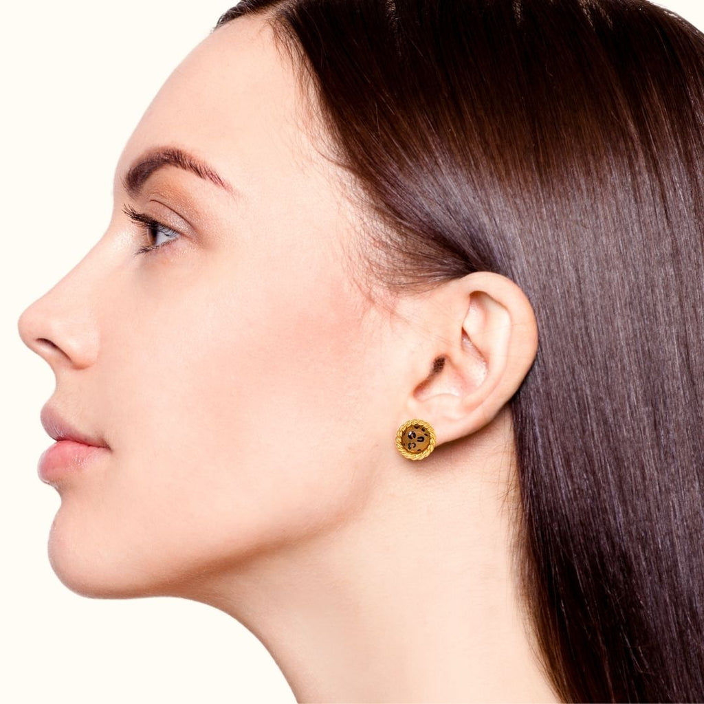Leopard Print Stud Earrings Nestasia