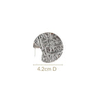 Silver Abstract Textured Round Statement Earrings Nestasia