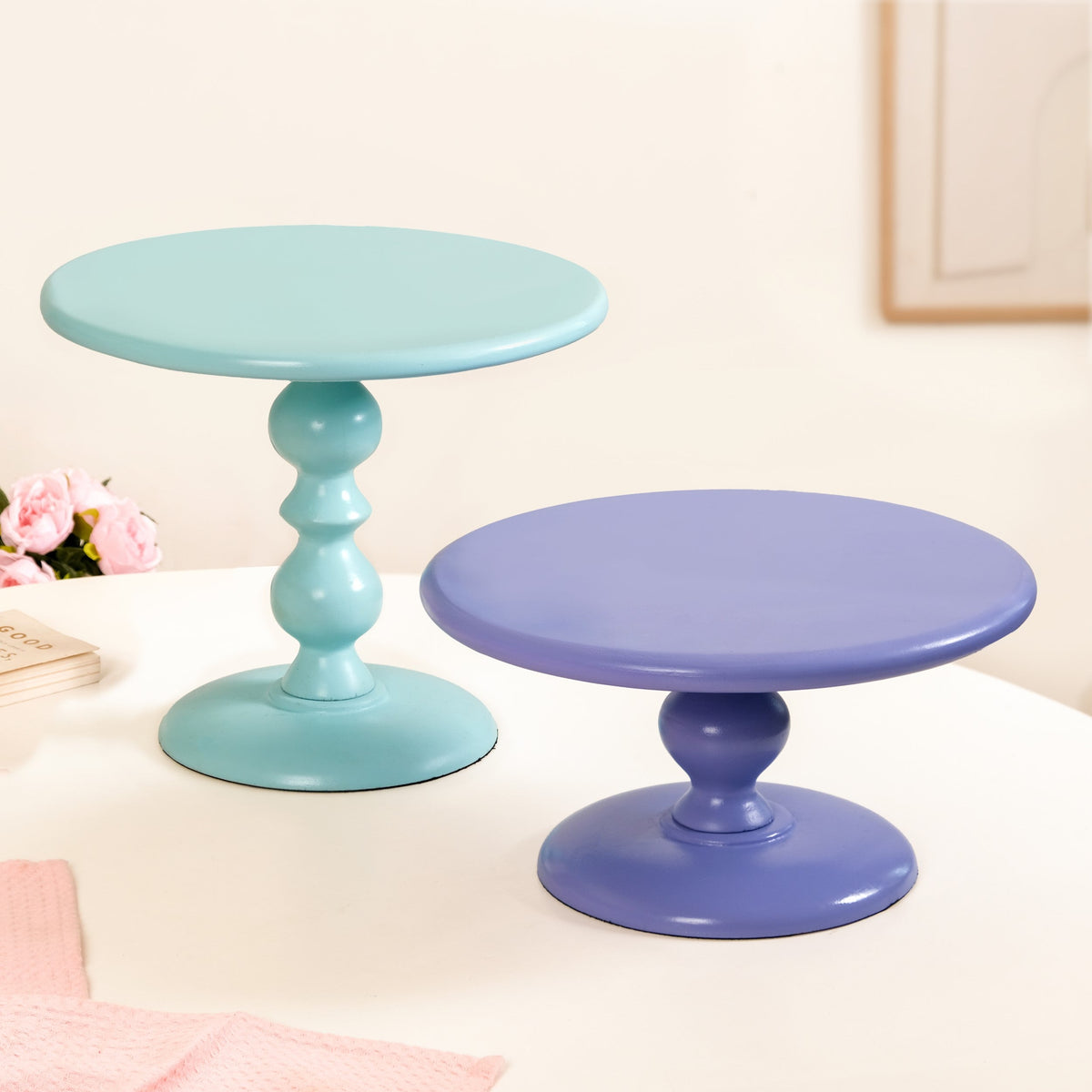 Sugar Pop Cake Stand Set Of 2 Purple And Blue Nestasia