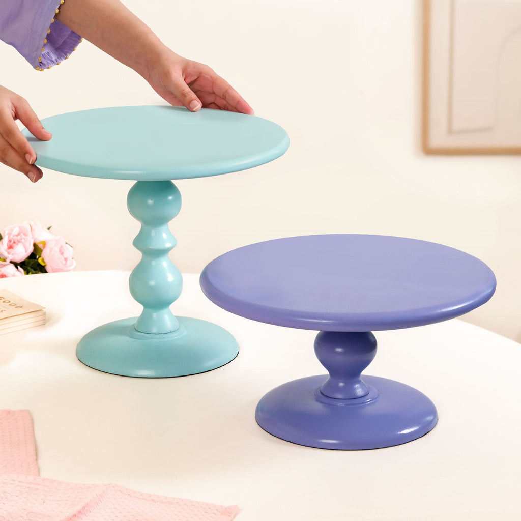 Sugar Pop Cake Stand Set Of 2 Purple And Blue Nestasia