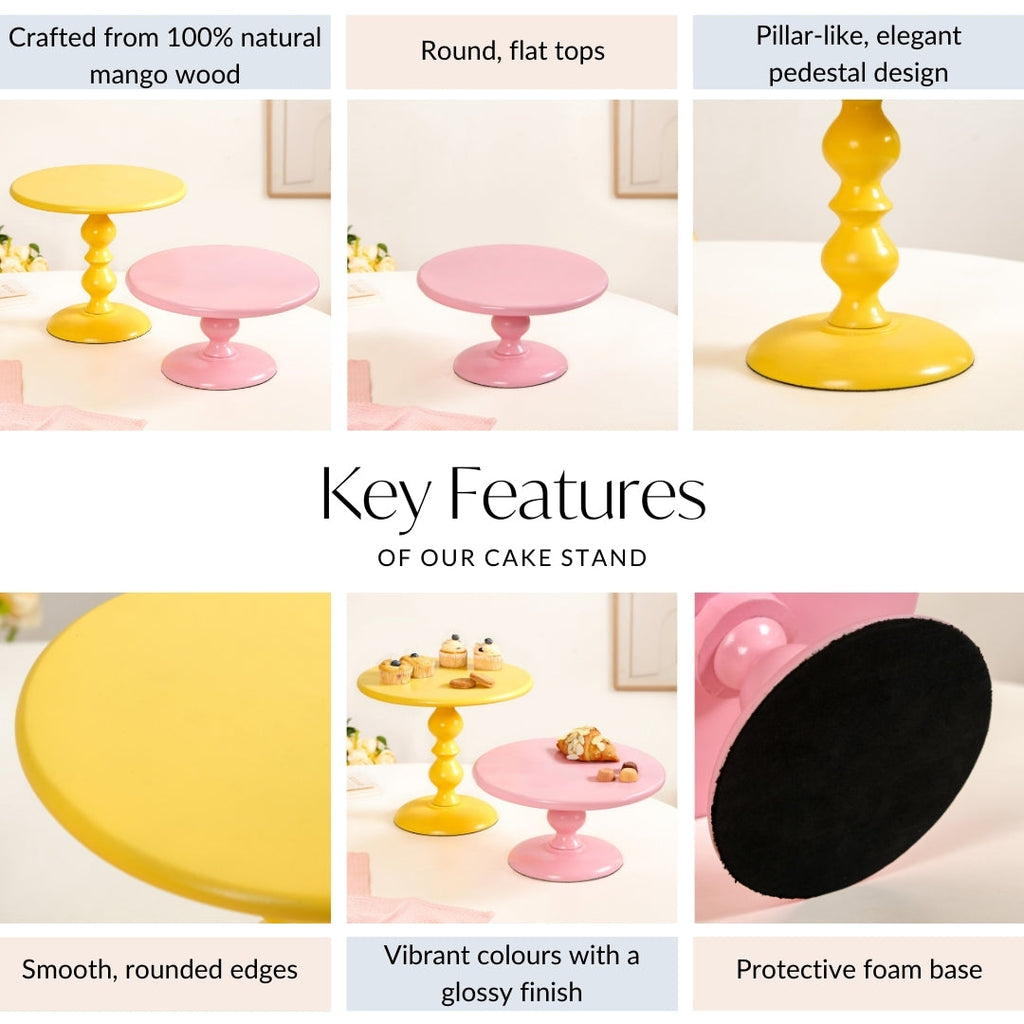 Sugar Pop Round Cake Stand Set Of 2 Pink And Yellow Nestasia
