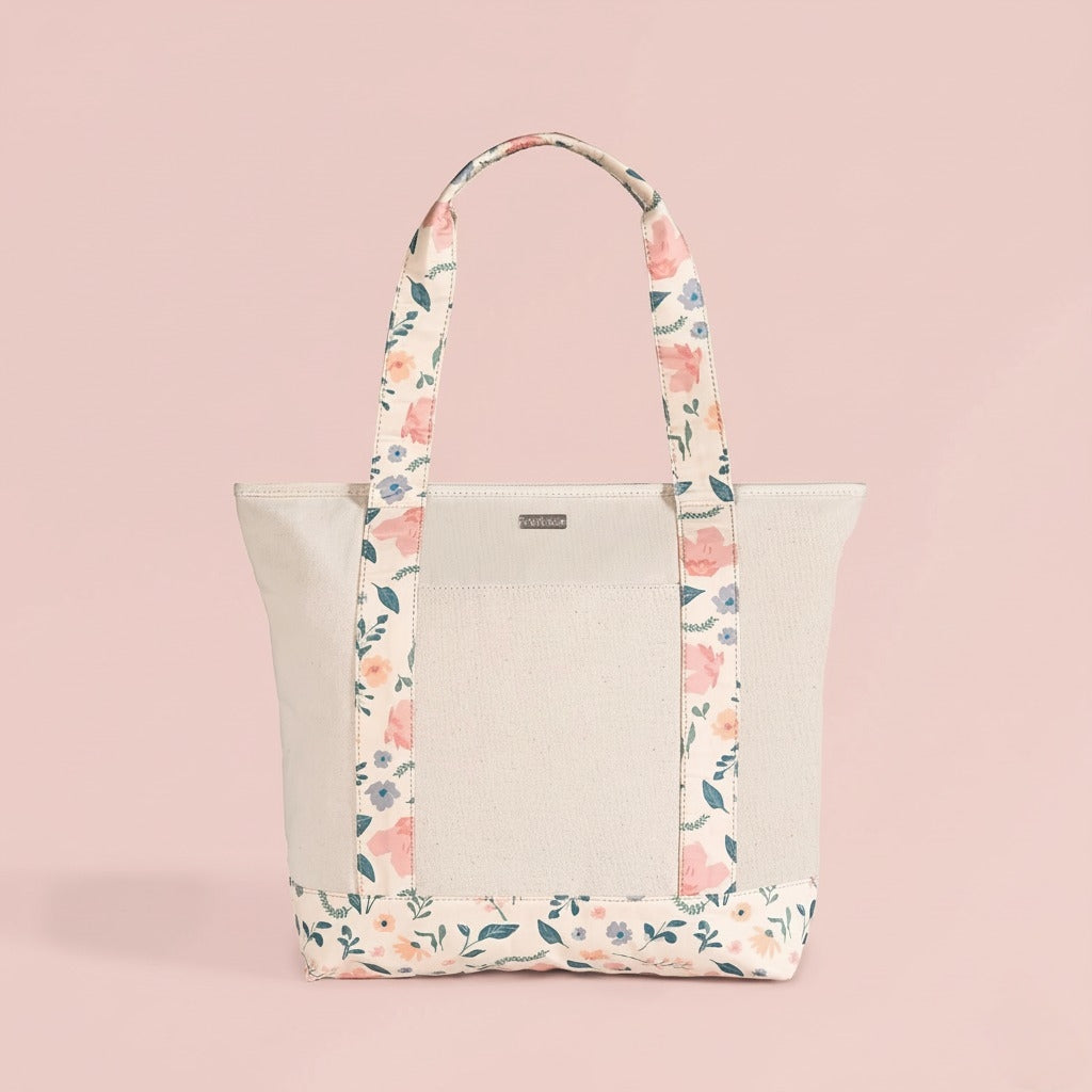 Summer Meadow Large Canvas Zipper Tote Bag Nestasia