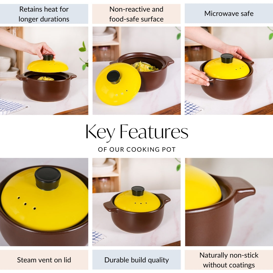 Limonelle Flame Safe Ceramic Cooking Pot 1600ml Nestasia