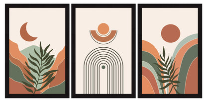 Boho Painting For Wall Decoration, Set of 3, Set of 3 AXIII-37-BOH