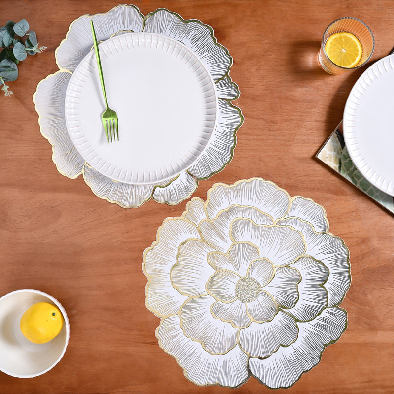Gold Sunlit Petals Table Mat Set Of 6 Nestasia