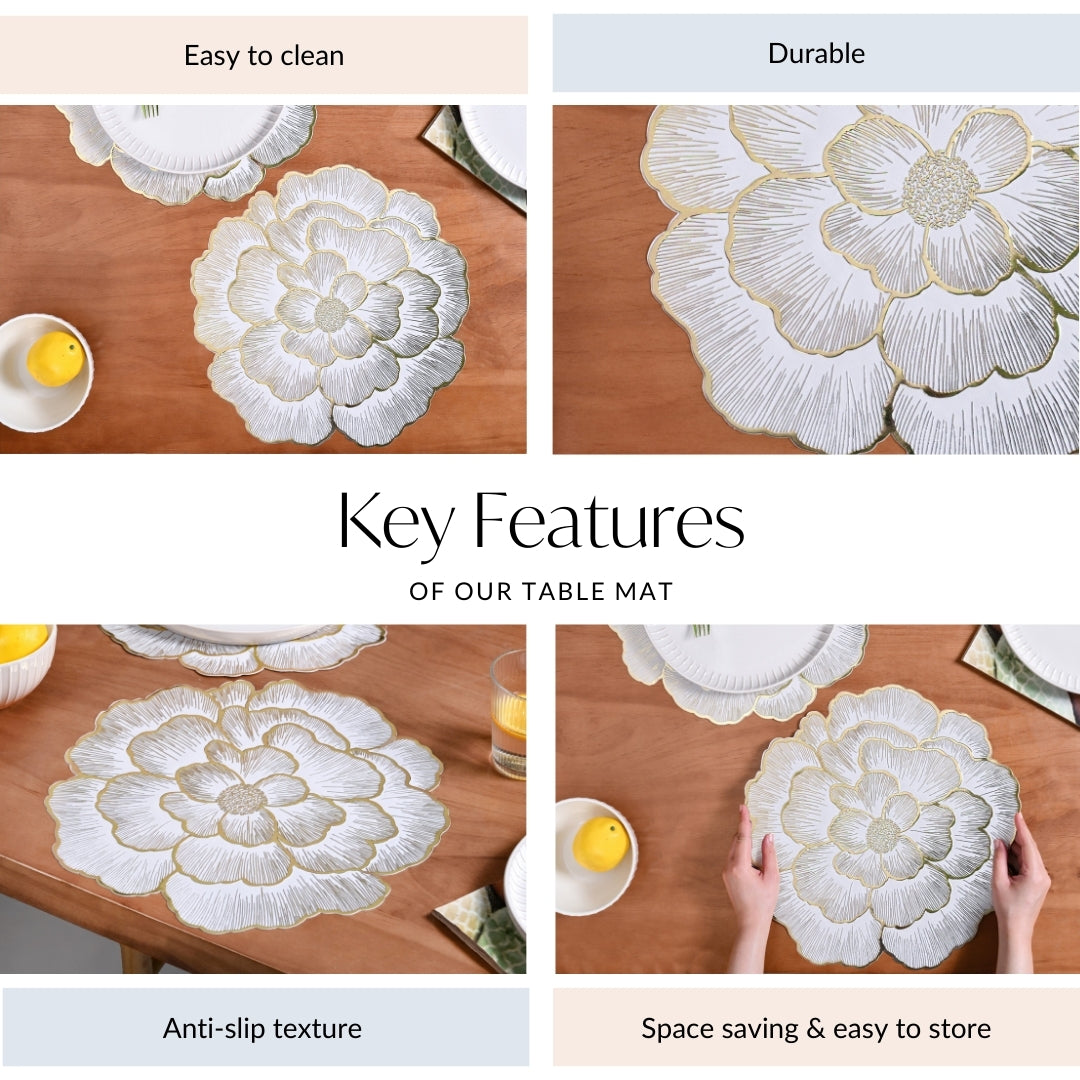 Gold Sunlit Petals Table Mat Set Of 6 Nestasia