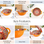 Mandala Melange Ceramic Serving Bowl Orange 1500ml Nestasia