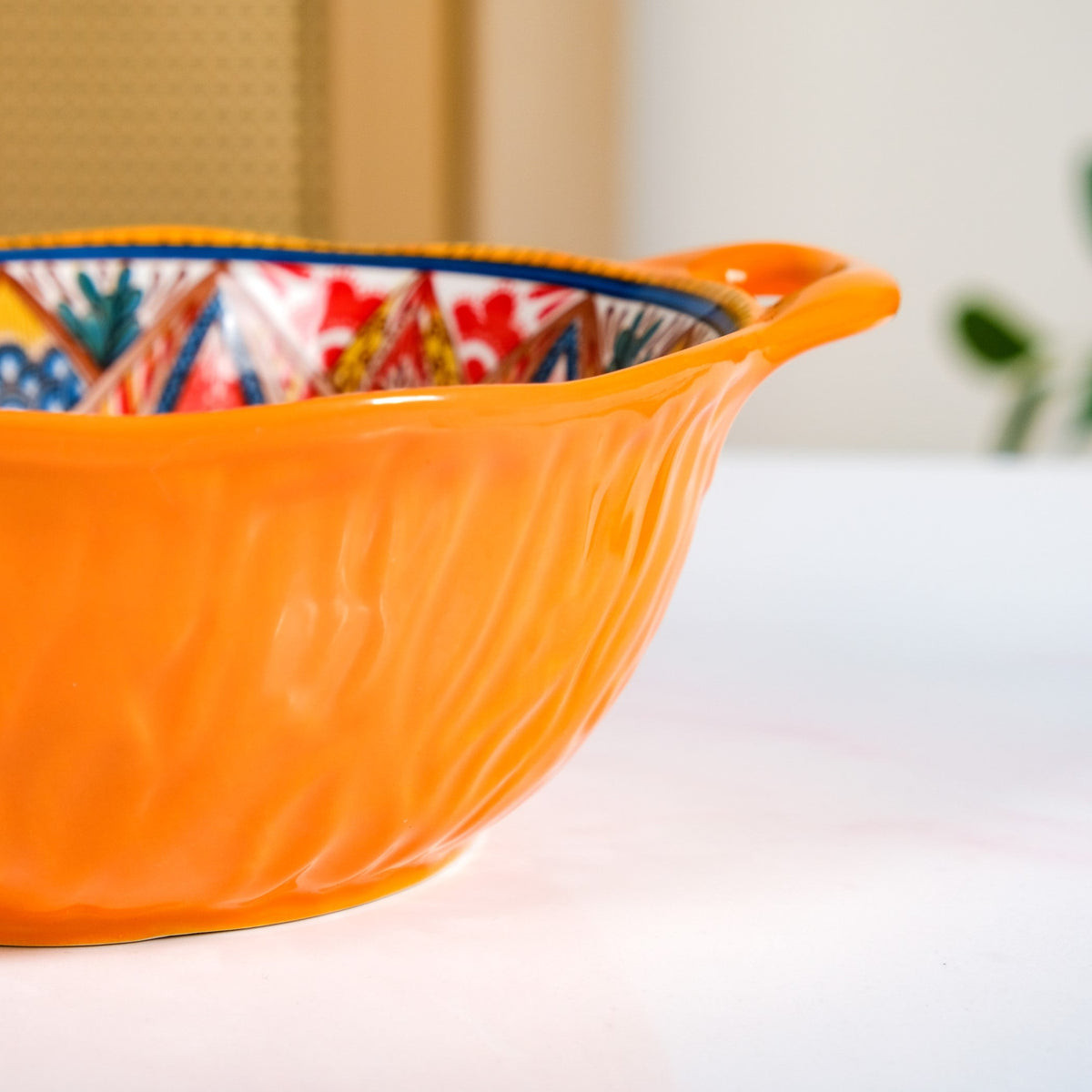 Mandala Melange Ceramic Serving Bowl Orange 1500ml Nestasia