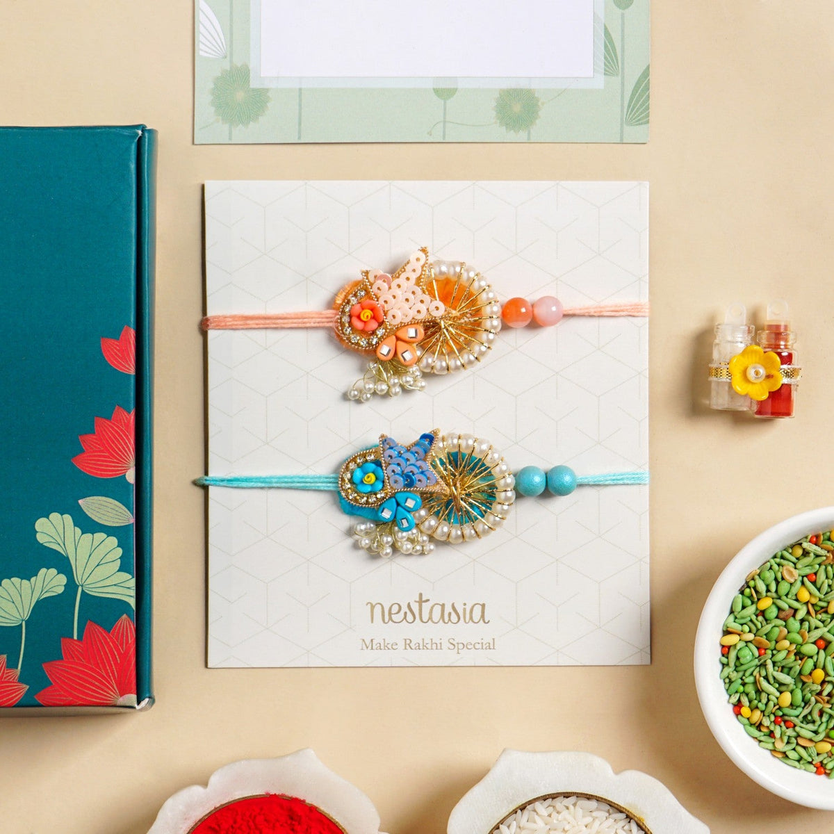 Sunset And Sea Handcrafted Rakhi Set Nestasia