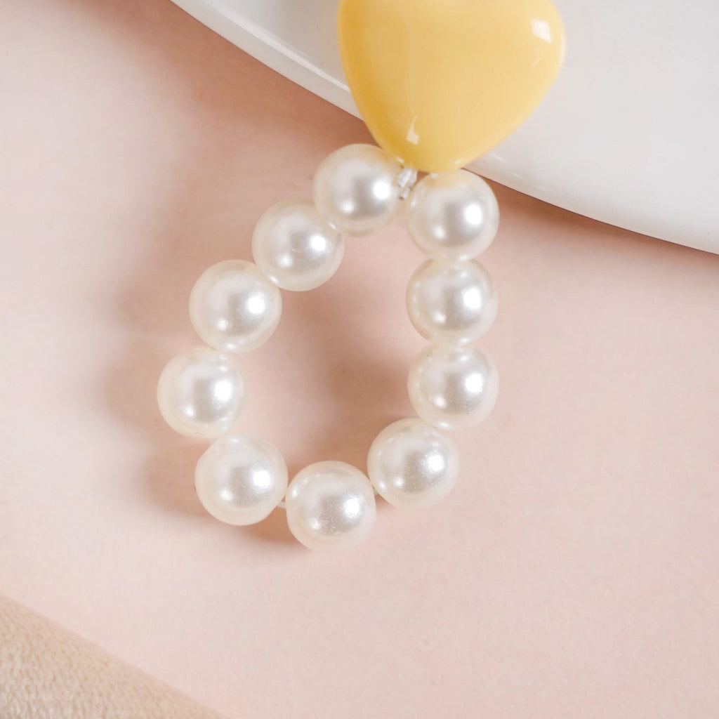 Sunshine Heart Keychain With Pearls Nestasia