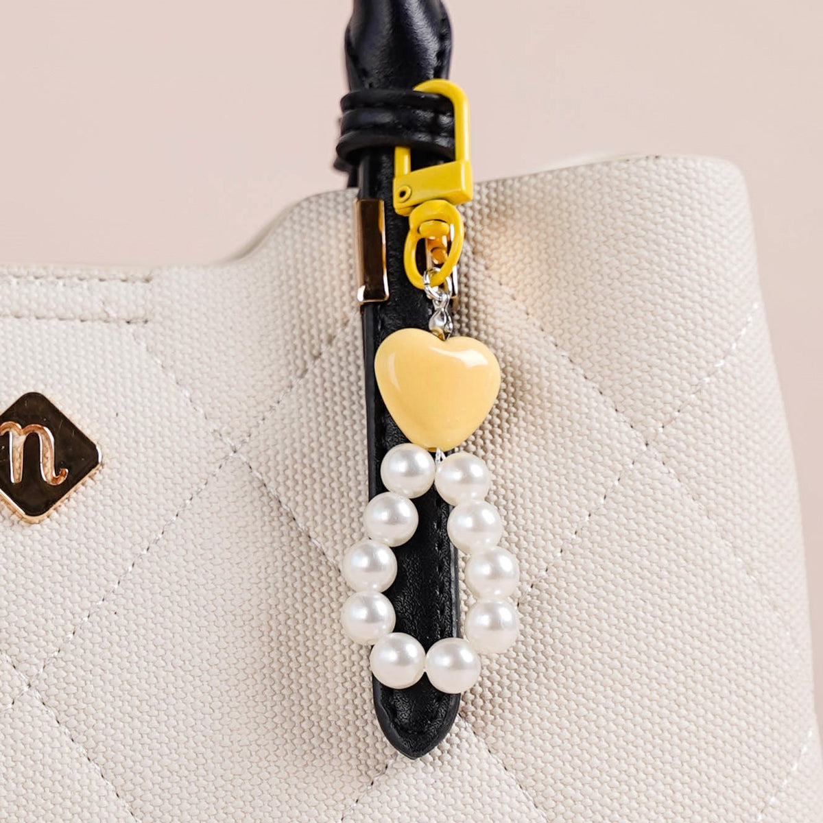Sunshine Heart Keychain With Pearls Nestasia